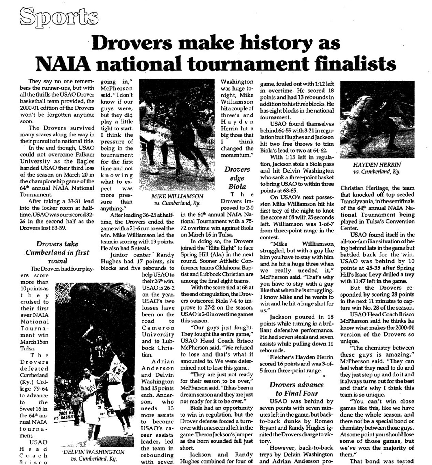 newspaper article about the tournament