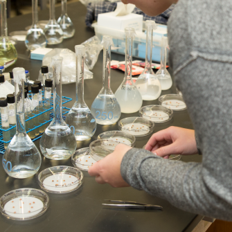 science lab equipment on a table